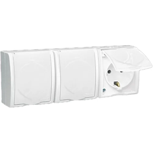 Розетка 3-м ОП Simon15 16А IP54 250В с заземл. с крышкой винт. клеммы бел. Simon 1594437-030