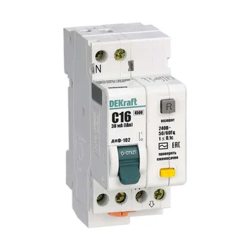 Выключатель автоматический дифференциального тока 2п (1P+N) C 16А 30мА тип AC 4.5кА ДИФ-102 2мод. DE