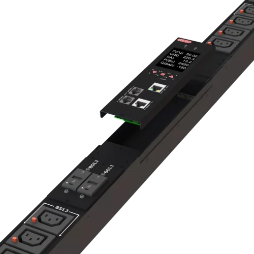 Блок розеток интеллектуальный iPDU-6014: ZeroUnit, 230V, 32А, in IEC60309 P+N+E, out (24) C13 с фиксацией e-lock Блок розеток интеллектуальный iPDU-6014: ZeroUnit, 230V, 32А, in IEC60309 P+N+E, out (24) C13 с фиксацией e-lock