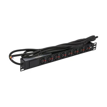 Блок розеток серии SNR-PDU с локальным измерением на 8хС13 с фиксаторами, шнур питания 3м 3x2.5мм2 без вилки, 230В, 16A