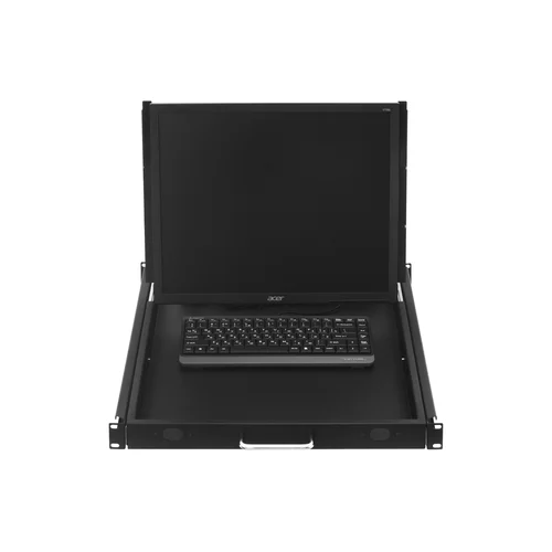 Полка выдвижная с монитором 19" и клавиатурой в шкафы глубиной 800 мм (глубина полки 550мм), цвет черный