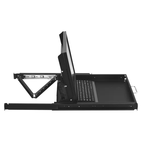 Полка выдвижная с монитором 19" и клавиатурой в шкафы глубиной 800 мм (глубина полки 550мм), цвет черный