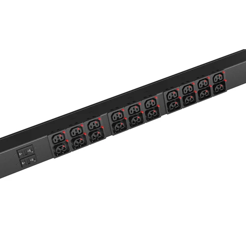 Блок розеток с функцией измерения каждой розетки серии SNR тип B выход 21*C13/19L и 21*C13L с фиксаторами вход 32A IEC60309 (1P+N+E)