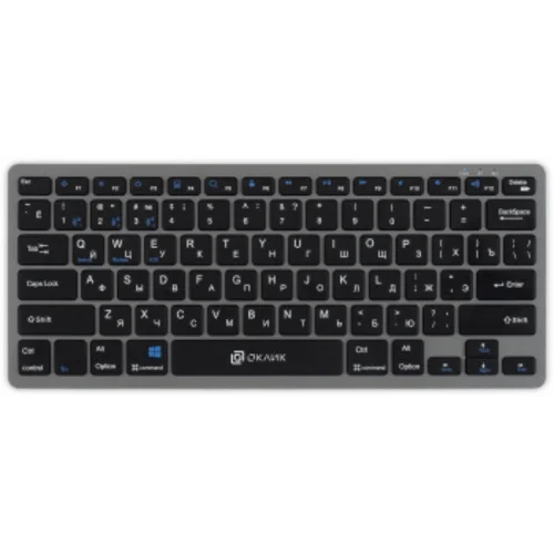 Клавиатура Оклик 835S серый/черный USB беспроводная BT/Radio slim Multimedia (1696467)