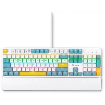 Клавиатура Оклик K951X механическая белый USB Multimedia for gamer LED (подставка для запястий) (190