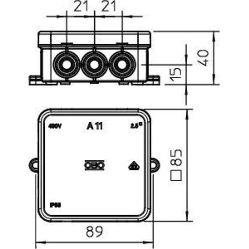 Коробка распределительная 85х85х40мм IP55 A11 12 кабельн. вводов свет. сер. OBO 2000342 Коробка распределительная 85х85х40мм IP55 A11 12 кабельн. вводов свет. сер. OBO 2000342