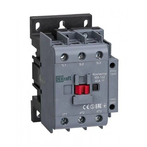 Контактор КМ-102 3п 40А кат. 230В AC 1НО+1НЗ AC-3 AC-4 DEKraft 22006DEK Контактор КМ-102 3п 40А кат. 230В AC 1НО+1НЗ AC-3 AC-4 DEKraft 22006DEK