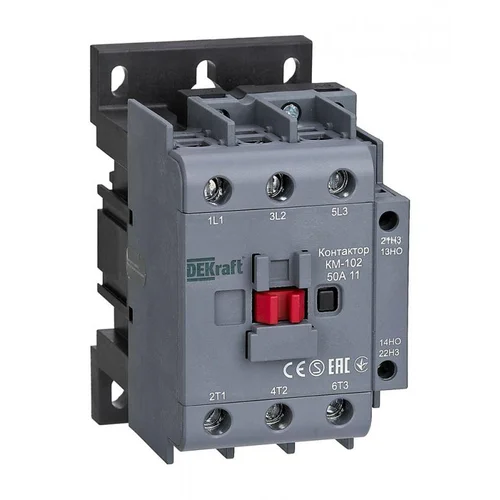 Контактор КМ-102 3п 50А кат. 230В AC 1НО+1НЗ AC-3 AC-4 DEKraft 22007DEK