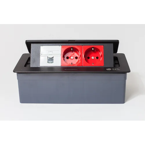 Люк на 3 поста (45х45), металл, черный с пластиковой коробкой, IP40