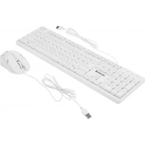 Клавиатура + мышь Defender Motion C-977 клав:белый мышь:белый/розовый USB Multimedia (45977)