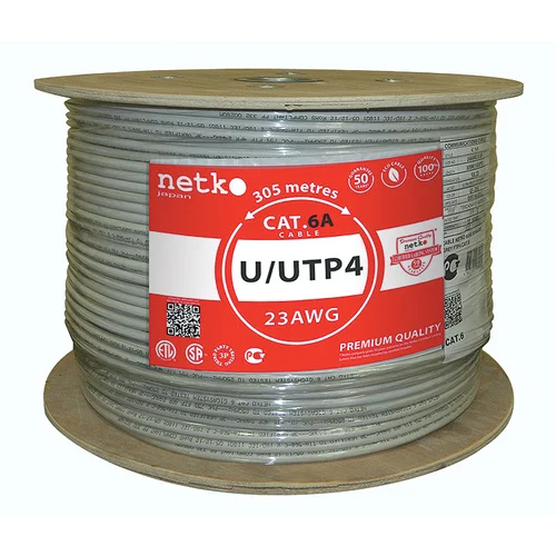 Кабель U/UTP4 cat.6a NETKO, 4 пары 23 AWG BC, PVC, indoor, 305м