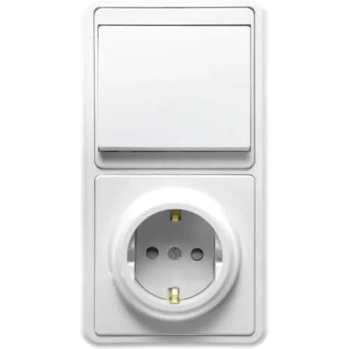 Блок БКВР-034 Бэлла (1-кл. выкл. + евророзетка с защ. шторками) бел. Кунцево 5823