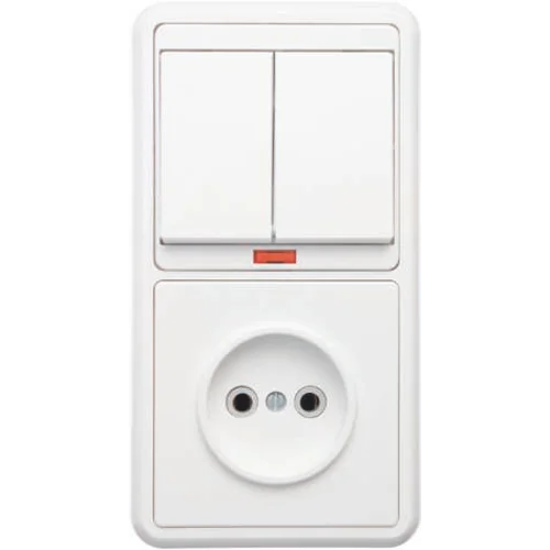 Блок БКВР-213 Бэлла (2-кл. выкл. с инд. + розетка) бел. Кунцево 5829 Блок БКВР-213 Бэлла (2-кл. выкл. с инд. + розетка) бел. Кунцево 5829