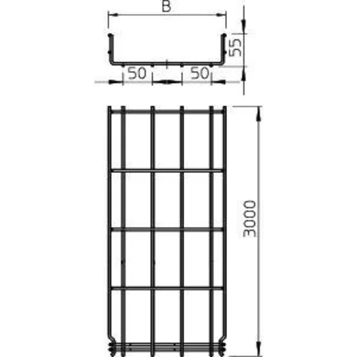 Лоток проволочный 200х55 L3000 сталь 3.9мм GRM 55 200 VA4301 OBO 6001076 Лоток проволочный 200х55 L3000 сталь 3.9мм GRM 55 200 VA4301 OBO 6001076