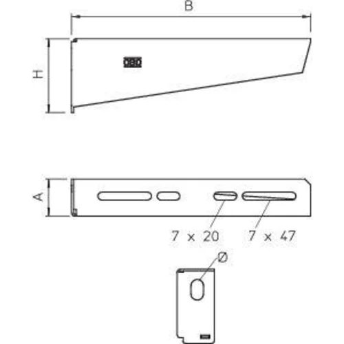 Комплект (консоль с опорой + болт) MWA 12 21 FS осн.210 оцинк. сталь OBO 6424732