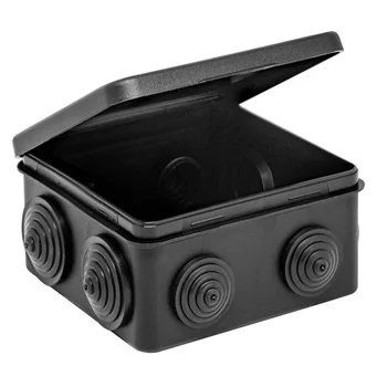 Коробка распределительная ОП 100х100х50мм (откид. крышка)УХЛ1 IP54 черн. Ruvinil 67045Ч Коробка распределительная ОП 100х100х50мм (откид. крышка)УХЛ1 IP54 черн. Ruvinil 67045Ч