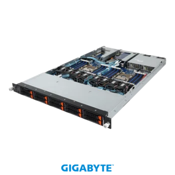 Платформа Gigabyte 1U R181-NA0, До двух процессоров Intel Xeon Scalable Gen2, DDR4, 10x2,5" U.2 NVMe, 2x1000Base-T