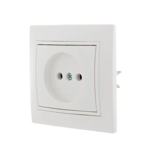 Розетка 1-м СП Mira 16А IP20 без заземл. с бел. вставкой керамика бел. LEZARD 701-0202-121