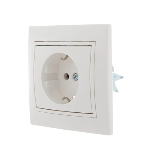 Розетка 1-м СП Mira 16А IP20 с заземл. с бел. вставкой керамика бел. LEZARD 701-0202-122