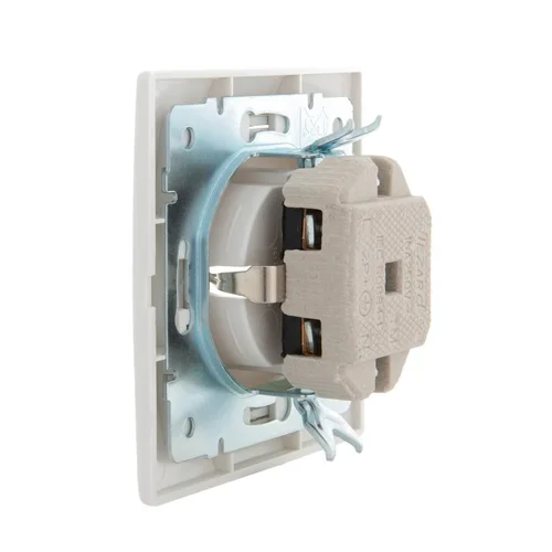Розетка 1-м СП Mira 16А IP20 с заземл. с бел. вставкой керамика бел. LEZARD 701-0202-122