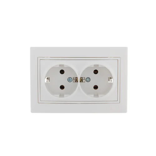 Розетка 2-м СП Mira 16А IP20 с заземл. с бел. вставкой керамика бел. LEZARD 701-0202-127