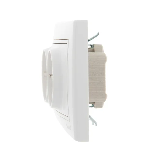 Розетка 2-м СП Mira 16А IP20 с заземл. с бел. вставкой керамика бел. LEZARD 701-0202-127