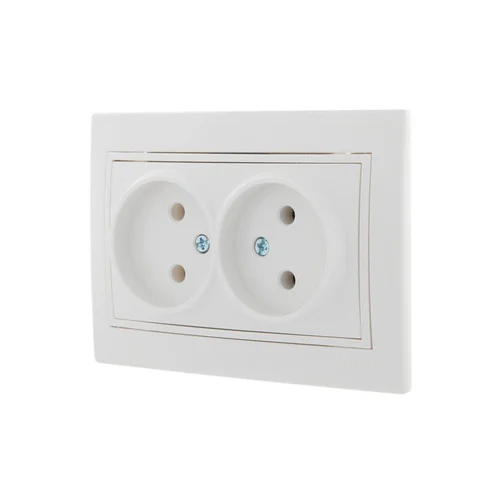 Розетка 2-м СП Mira 16А IP20 без заземл. с бел. вставкой керамика бел. LEZARD 701-0202-128
