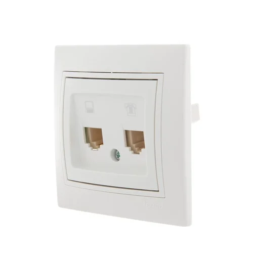 Розетка компьютерная + телефонная 2-м СП Mira RJ45 + RJ11 бел./бел. LEZARD 701-0202-143