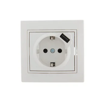 Розетка 1-м СП Mira 16А с заземл. + USB разъем бел. LEZARD 701-0202-181