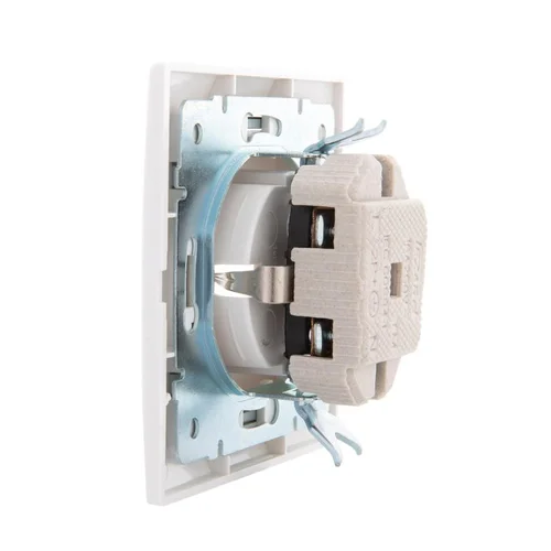 Розетка 1-м СП Mira 16А IP20 с заземл. с сер. вставкой керамика бел. LEZARD 701-0215-122