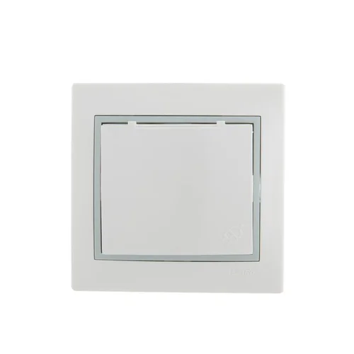 Розетка 1-м СП Mira 16А IP20 с заземл. с защ. крышкой с сер. вставкой керамика бел. LEZARD 701-0215-