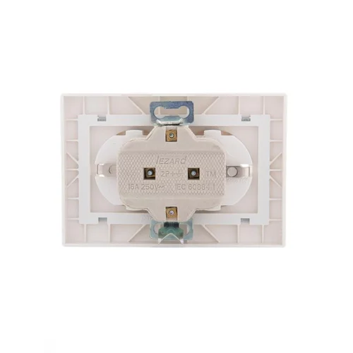 Розетка 2-м СП Mira 16А IP20 с заземл. с сер. вставкой керамика бел. LEZARD 701-0215-127 Розетка 2-м СП Mira 16А IP20 с заземл. с сер. вставкой керамика бел. LEZARD 701-0215-127