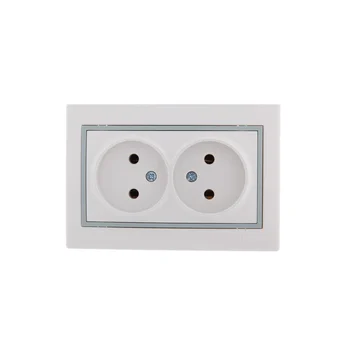 Розетка 2-м СП Mira 16А IP20 без заземл. с сер. вставкой керамика бел. LEZARD 701-0215-128