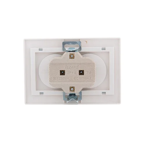 Розетка 2-м СП Mira 16А IP20 без заземл. с сер. вставкой керамика бел. LEZARD 701-0215-128
