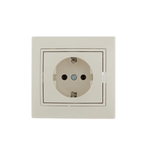 Розетка 1-м СП Mira 16А IP20 с заземл. со вставкой керамика крем. LEZARD 701-0303-122