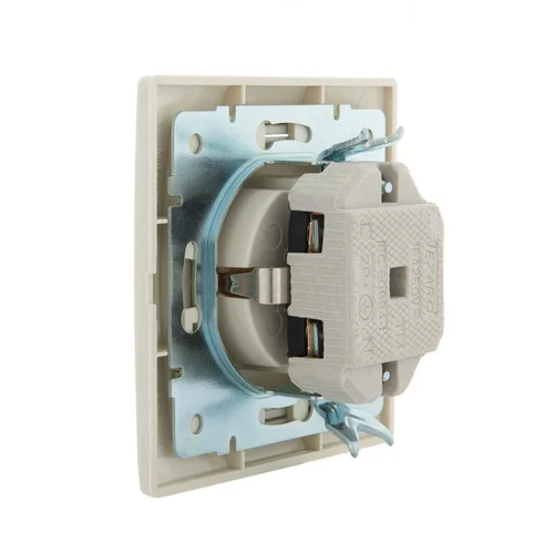 Розетка 1-м СП Mira 16А IP20 с заземл. с защ. крышкой со вставкой керамика крем. LEZARD 701-0303-123