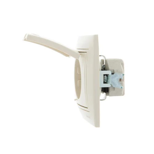 Розетка 1-м СП Mira 16А IP20 с заземл. с защ. крышкой со вставкой керамика крем. LEZARD 701-0303-123