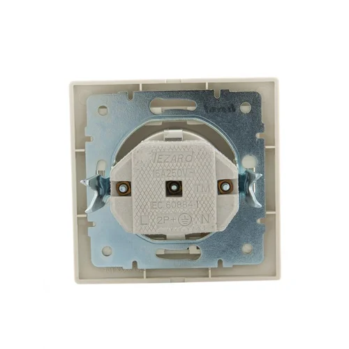 Розетка 1-м СП Mira 16А IP20 с заземл. с защ. крышкой со вставкой керамика крем. LEZARD 701-0303-123