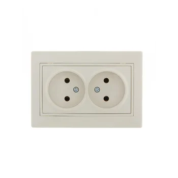 Розетка 2-м СП Mira 16А IP20 без заземл. со вставкой керамика крем. LEZARD 701-0303-128
