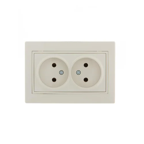 Розетка 2-м СП Mira 16А IP20 без заземл. со вставкой керамика крем. LEZARD 701-0303-128