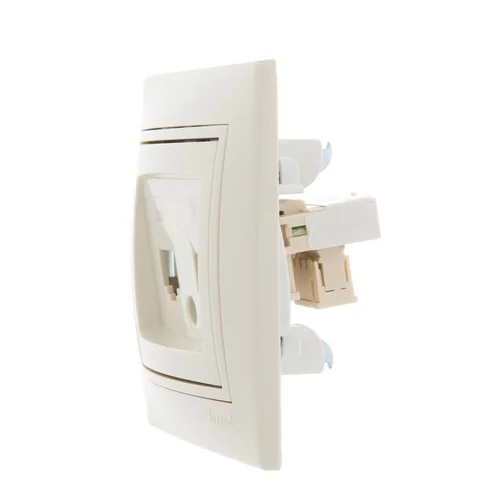 Розетка компьютерная + телефонная 2-м СП Mira RJ45 + RJ11 крем./крем.. LEZARD 701-0303-143