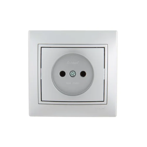 Розетка 1-м СП Mira 16А IP20 без заземл. со вставкой керамика сер. метал. LEZARD 701-1010-121