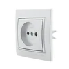 Розетка 1-м СП Mira 16А IP20 без заземл. со вставкой керамика сер. метал. LEZARD 701-1010-121