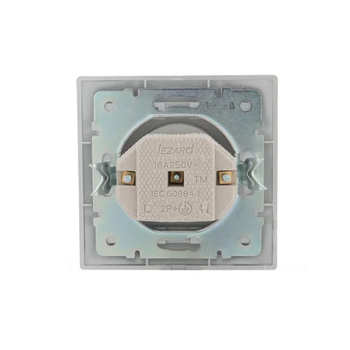 Розетка 1-м СП Mira 16А IP20 без заземл. со вставкой керамика сер. метал. LEZARD 701-1010-121