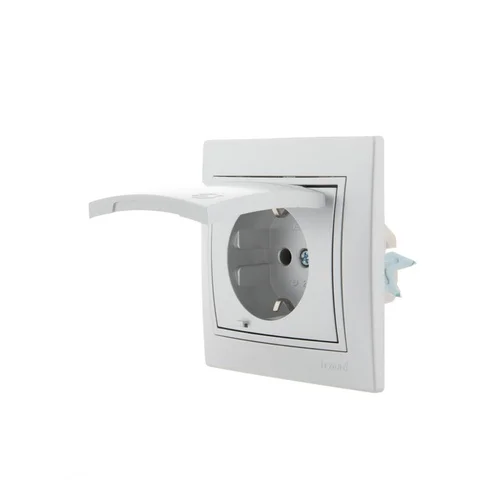 Розетка 1-м СП Mira 16А IP20 с заземл. с защ. крышкой со вставкой керамика сер. метал. LEZARD 701-10