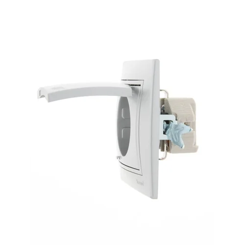 Розетка 1-м СП Mira 16А IP20 с заземл. с защ. крышкой со вставкой керамика сер. метал. LEZARD 701-10