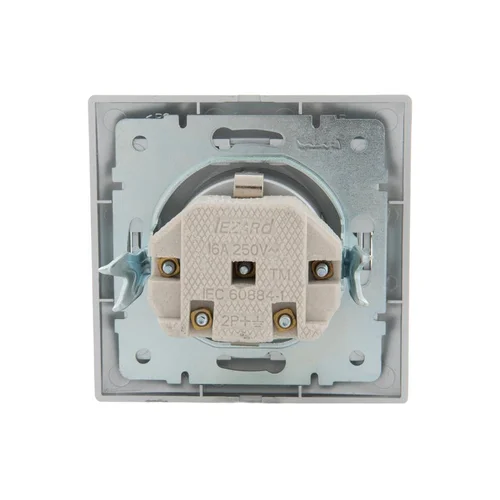 Розетка 1-м СП Mira 16А IP20 с заземл. с защ. крышкой со вставкой керамика сер. метал. LEZARD 701-10