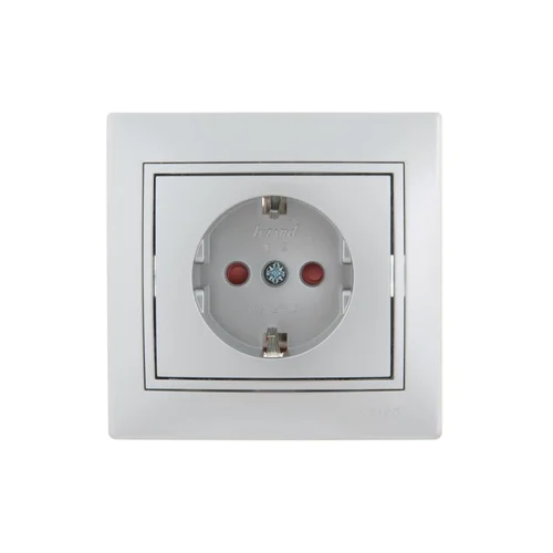 Розетка 1-м СП Mira 16А IP20 с заземл. защ. шторки со вставкой керамика сер. метал. LEZARD 701-1010- Розетка 1-м СП Mira 16А IP20 с заземл. защ. шторки со вставкой керамика сер. метал. LEZARD 701-1010-