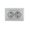 Розетка 2-м СП Mira 16А IP20 без заземл. со вставкой керамика сер. метал. LEZARD 701-1010-128 Розетка 2-м СП Mira 16А IP20 без заземл. со вставкой керамика сер. метал. LEZARD 701-1010-128