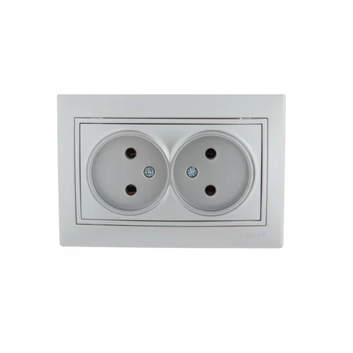 Розетка 2-м СП Mira 16А IP20 без заземл. со вставкой керамика сер. метал. LEZARD 701-1010-128 Розетка 2-м СП Mira 16А IP20 без заземл. со вставкой керамика сер. метал. LEZARD 701-1010-128